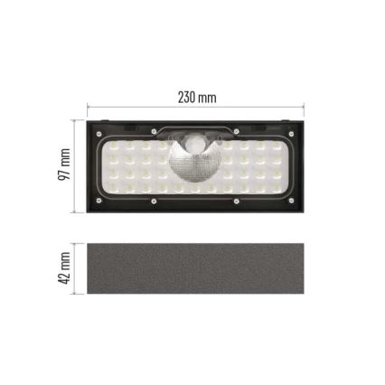 Projecteur solaire avec détecteur de mouvement LED/3,7V 3000mAh 4000K IP65 noir