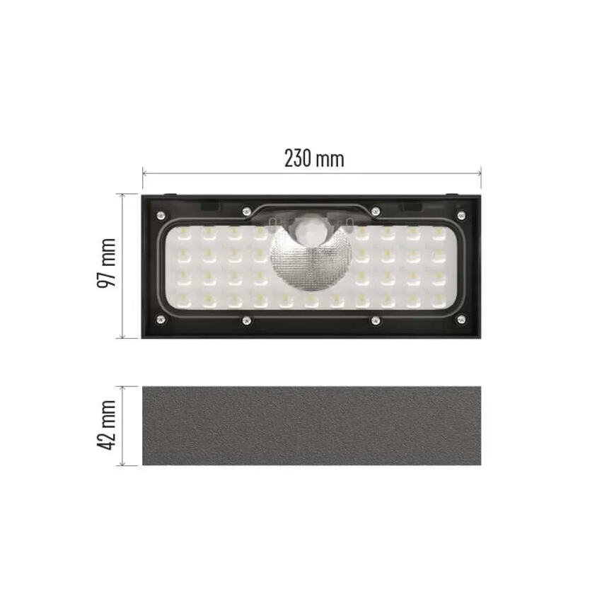 Projecteur solaire avec détecteur de mouvement LED/3,7V 3000mAh 4000K IP65 noir