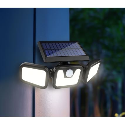 Projecteur solaire avec détecteur LED/1,5W/3,7V 6000K IP44 2400 mAh
