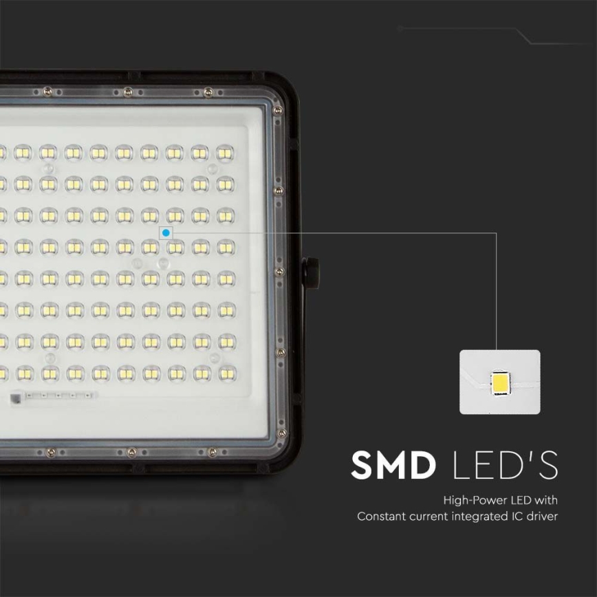 Projecteur solaire d'extérieur LED/200W/3,2V 4000K noir IP65 + télécommande