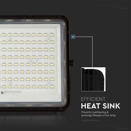 Projecteur solaire d'extérieur LED/200W/3,2V 4000K noir IP65 + télécommande
