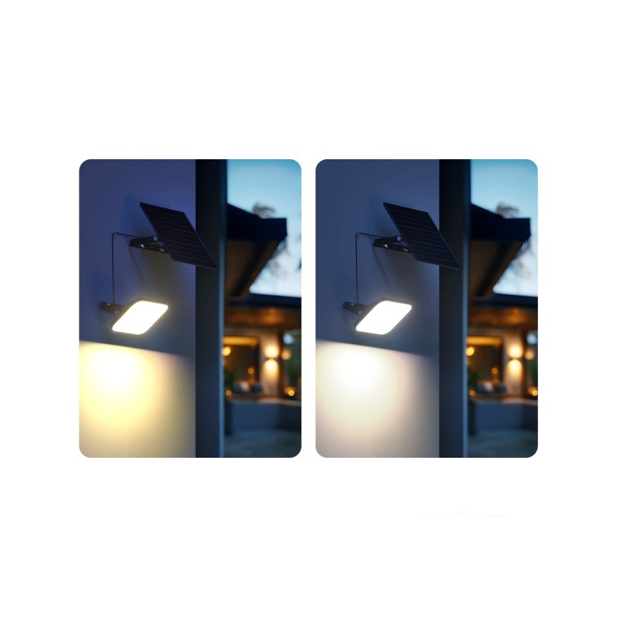 Projecteur solaire dimmable à LED avec détecteur de mouvement LED/10W/3,7V 3000/4000K IP65 3600 mAh + télécommande