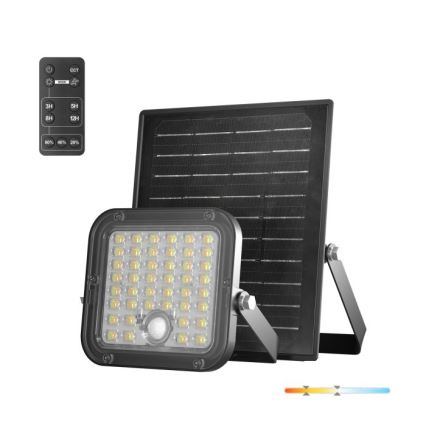 Projecteur solaire dimmable à LED avec détecteur de mouvement LED/10W/3,7V 3000/4000K IP65 3600 mAh + télécommande