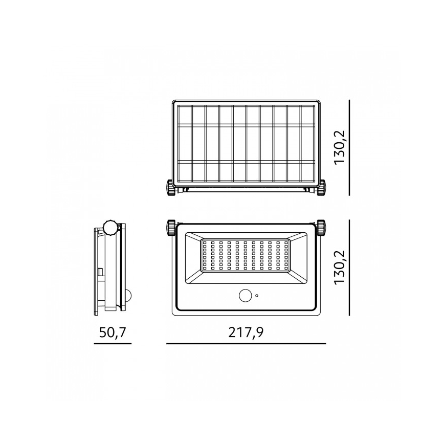 Projecteur solaire LED avec capteur NCS G2, LED 30 W, 3,7 V, 3000/4000/6500 K, IP54, 5200 mAh