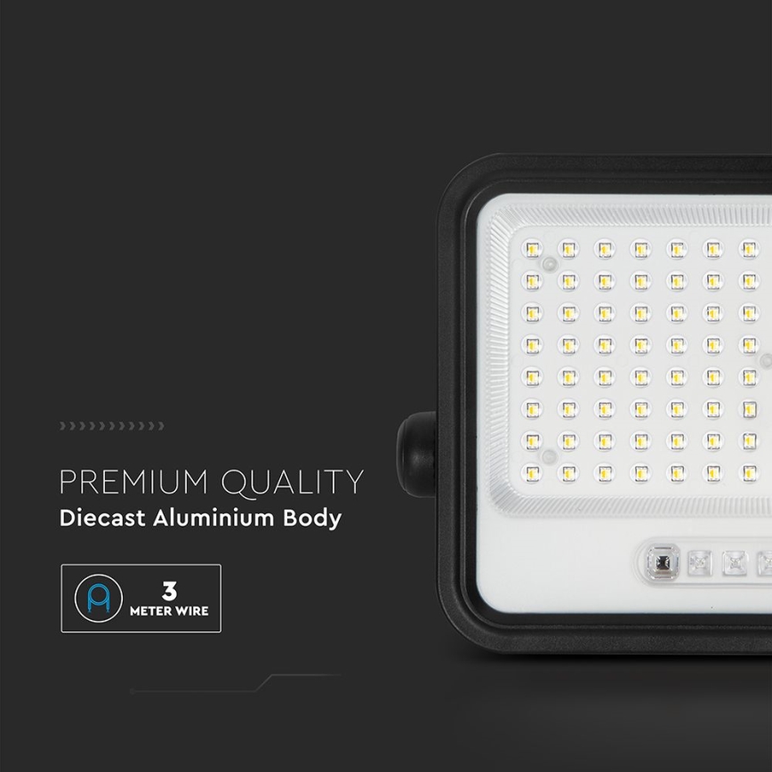 Projecteur solaire LED dimmable/200W/3,2V 2000-8000K IP65 10000 mAh noir + télécommande