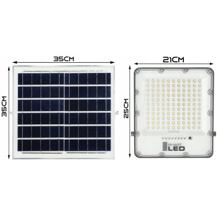 Projecteur solaire LED dimmable LED/150W/3,2V 5000K 15000 mAh IP65 noir + télécommande