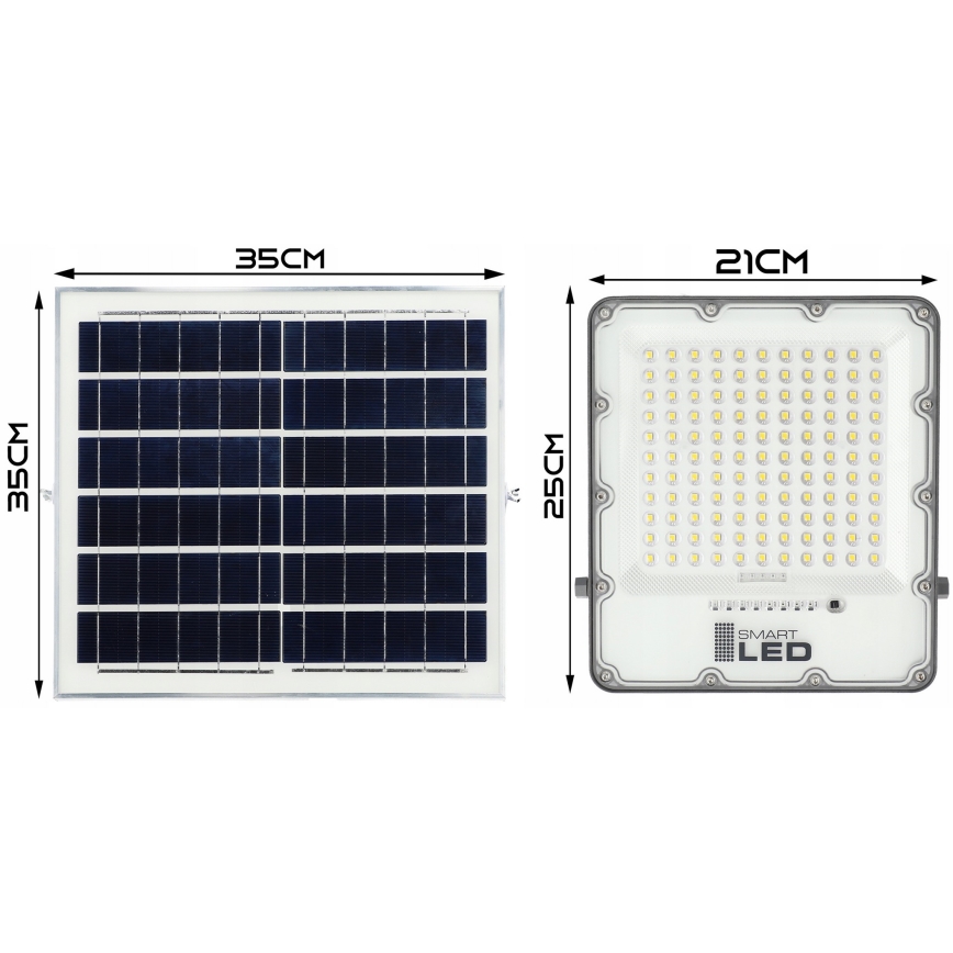 Projecteur solaire LED dimmable LED/150W/3,2V 5000K 15000 mAh IP65 noir + télécommande