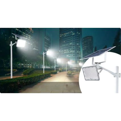 Projecteur solaire LED dimmable 50W/3,2V 5000K 6000 mAh IP65 noir + télécommande