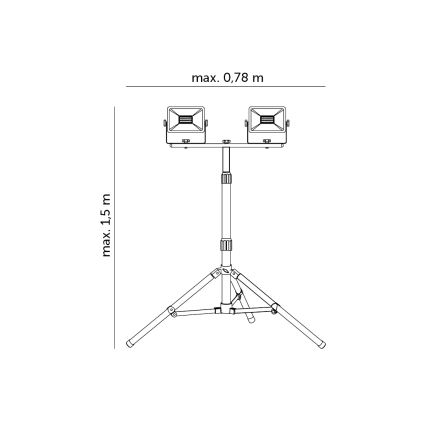 Projecteur sur pied 2xLED/30W/230V IP65