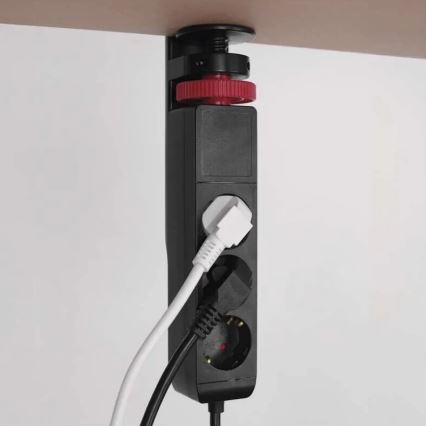 Prolunga con attacco alla tavola 3Z + 3xUSB 1,5m nero
