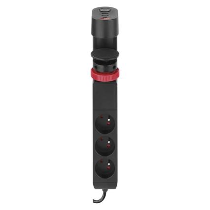 Prolunga con attacco alla tavola 3Z + 3xUSB 1,5m nero