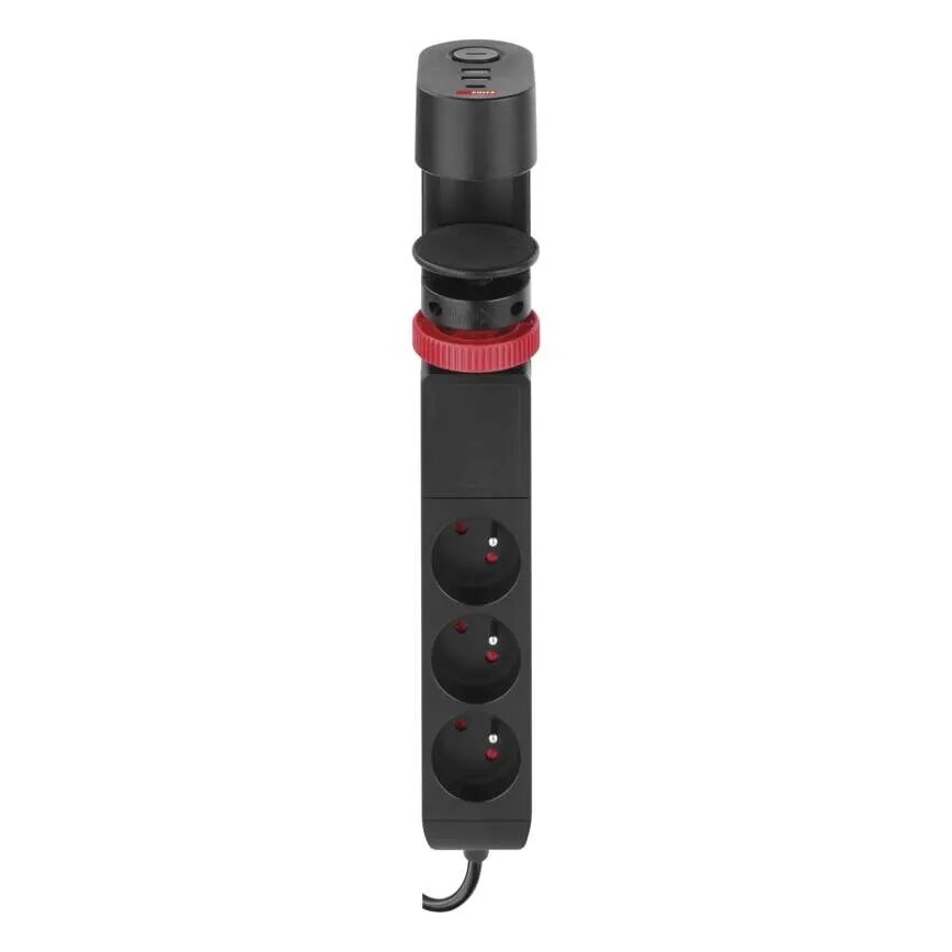 Prolunga con attacco alla tavola 3Z + 3xUSB 1,5m nero