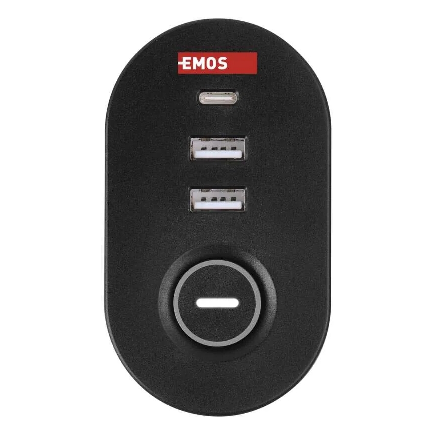 Prolunga con attacco alla tavola 3Z + 3xUSB 1,5m nero