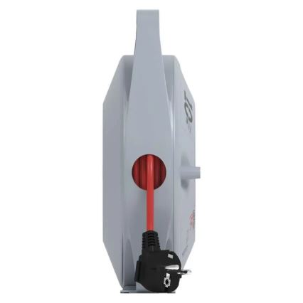 Prolunga con avvolgicavo con 4 prese 10m grigio/rosso