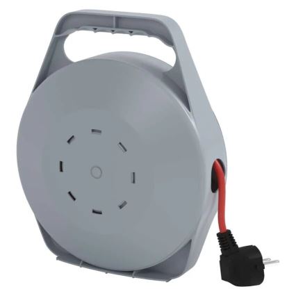 Prolunga con avvolgicavo con 4 prese 10m grigio/rosso