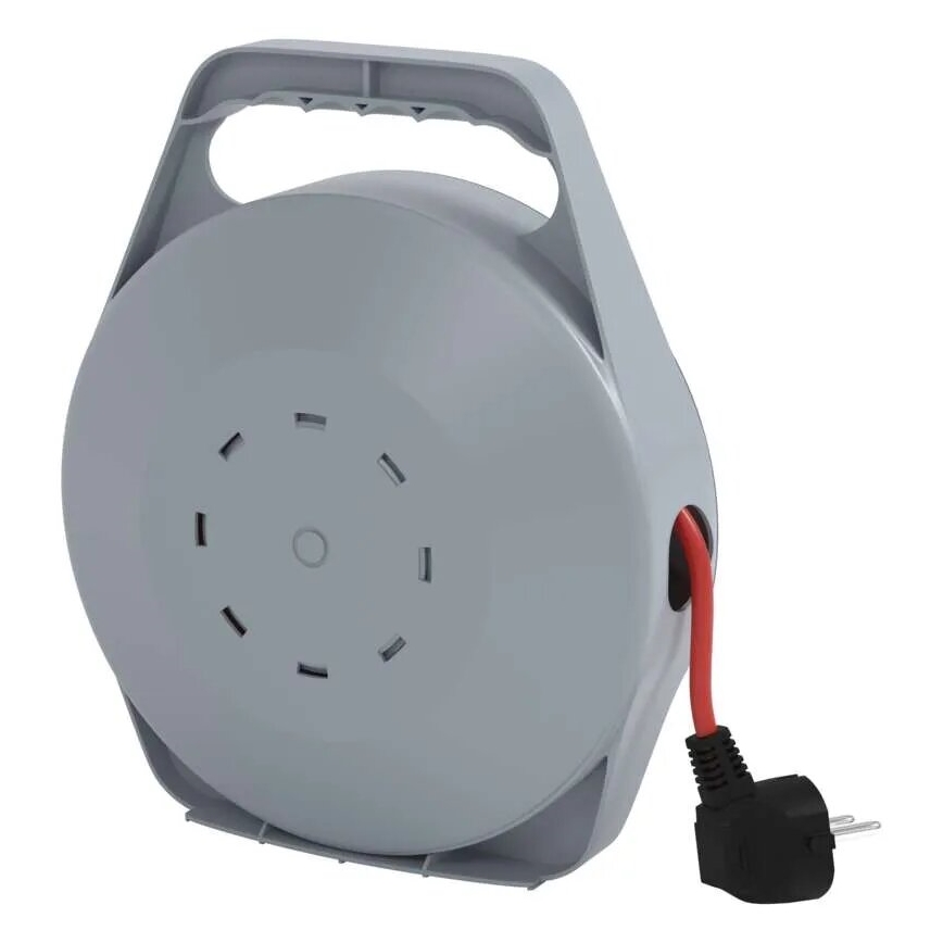 Prolunga con avvolgicavo con 4 prese 10m grigio/rosso
