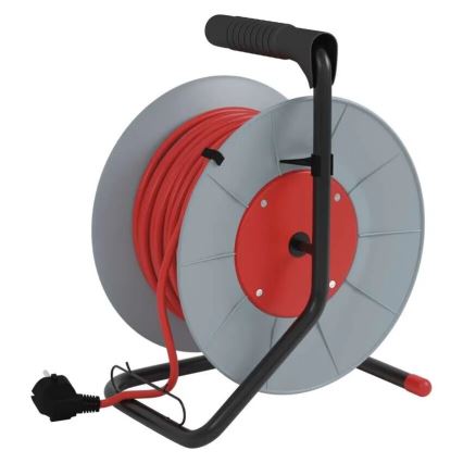 Prolunga con avvolgicavo con 4 prese 25m grigio/rosso