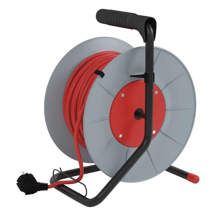 Prolunga con avvolgicavo con 4 prese 25m grigio/rosso