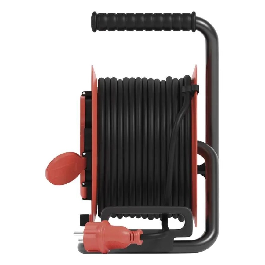 Prolunga con avvolgicavo con 4 prese 25m IP44 rosso