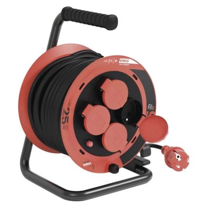 Prolunga con avvolgicavo con 4 prese 25m IP44 rosso