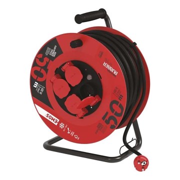 Prolunga con avvolgicavo con 4 prese 50m rosso IP44