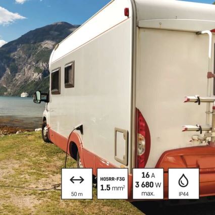 Prolunga con avvolgicavo con 4 prese 50m rosso IP44