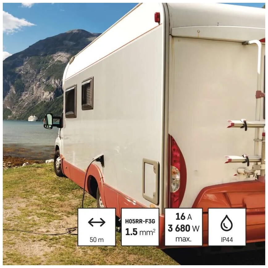 Prolunga con avvolgicavo con 4 prese 50m rosso IP44