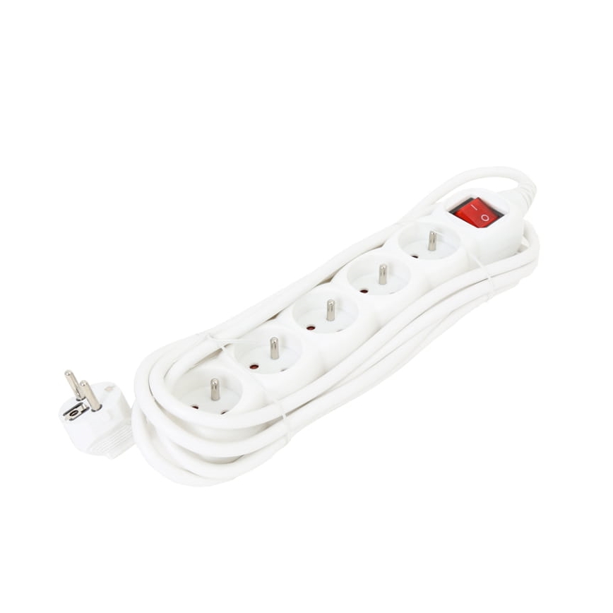 Prolunga con interruttore 5Z Type E 3m bianco
