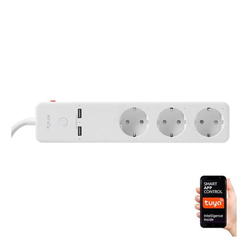 Prolunga SMART con interruttore 1,5m + 2xUSB/Wi-Fi Tuya SCHUKO