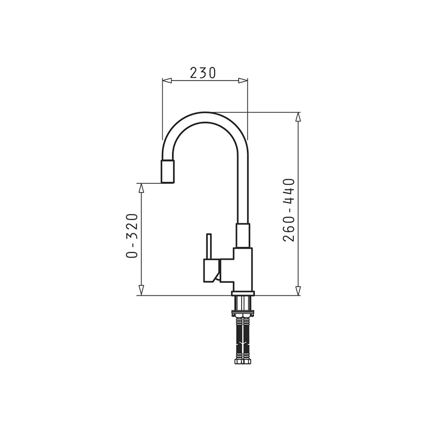 Pyramis 90919638 - Robinet d'évier avec bec flexible FLESSI noir