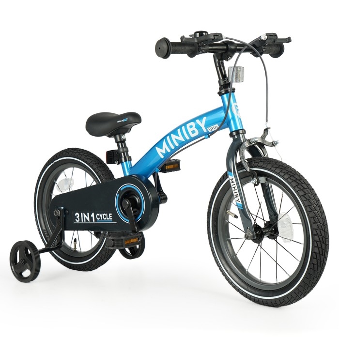 QPlay - Bicicletta per bambini 14 MINIBY 3 in 1 blu