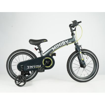 QPlay - Bicicletta per bambini 14 MINIBY 3 in 1 grigia