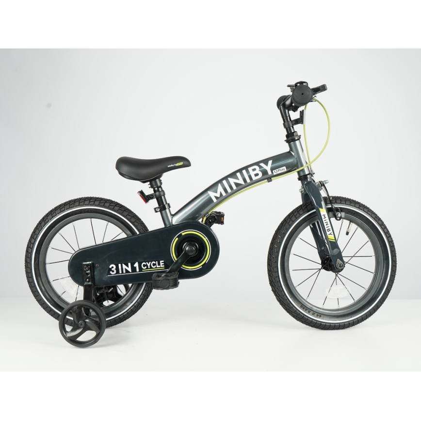 QPlay - Bicicletta per bambini 14 MINIBY 3 in 1 grigia