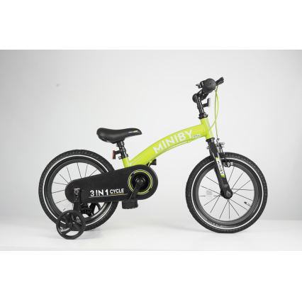 QPlay - Bicicletta per bambini 14" MINIBY 3in1 verde