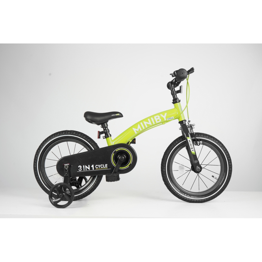 QPlay - Bicicletta per bambini 14" MINIBY 3in1 verde