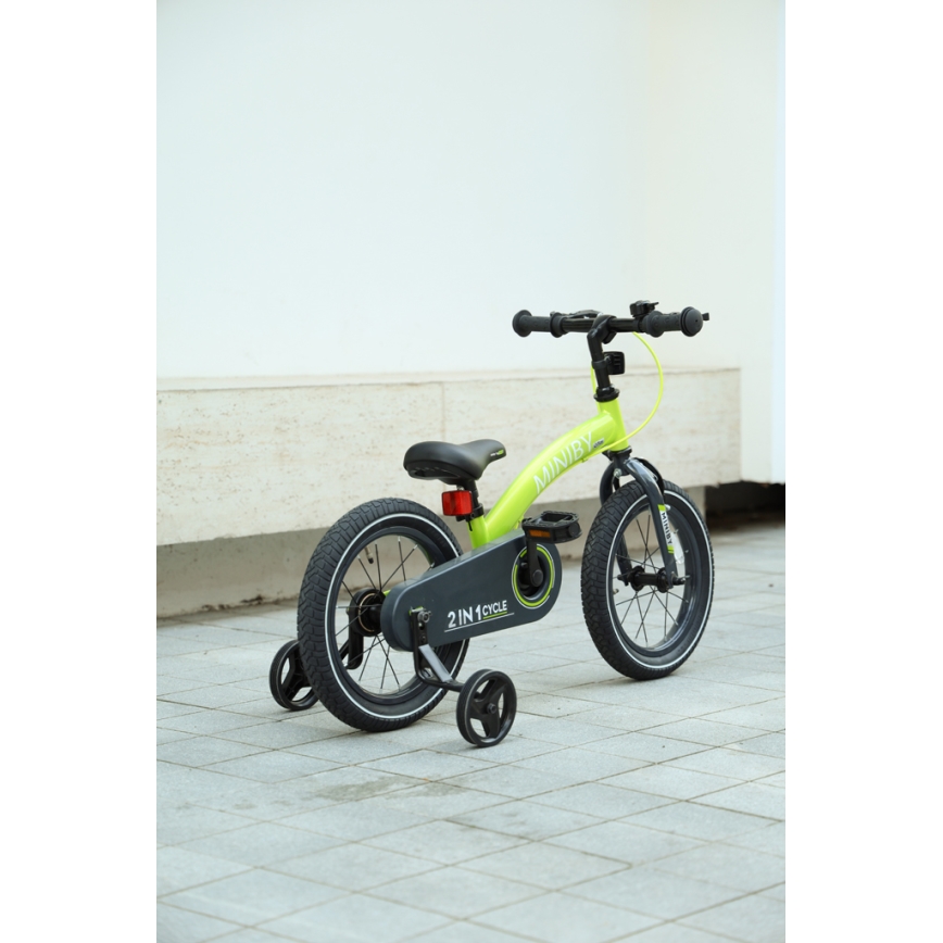 QPlay - Bicicletta per bambini 14" MINIBY 3in1 verde