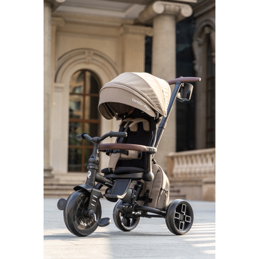 QPlay - Kinder-Dreirad 8-in-1 COMFO MAX beige