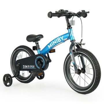 QPlay - Kinderfahrrad 14" MINIBY 3in1 blau