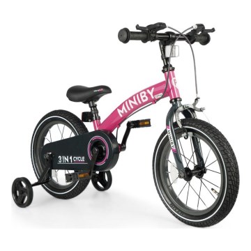 QPlay - Kinderfahrrad 14" MINIBY 3in1 pink