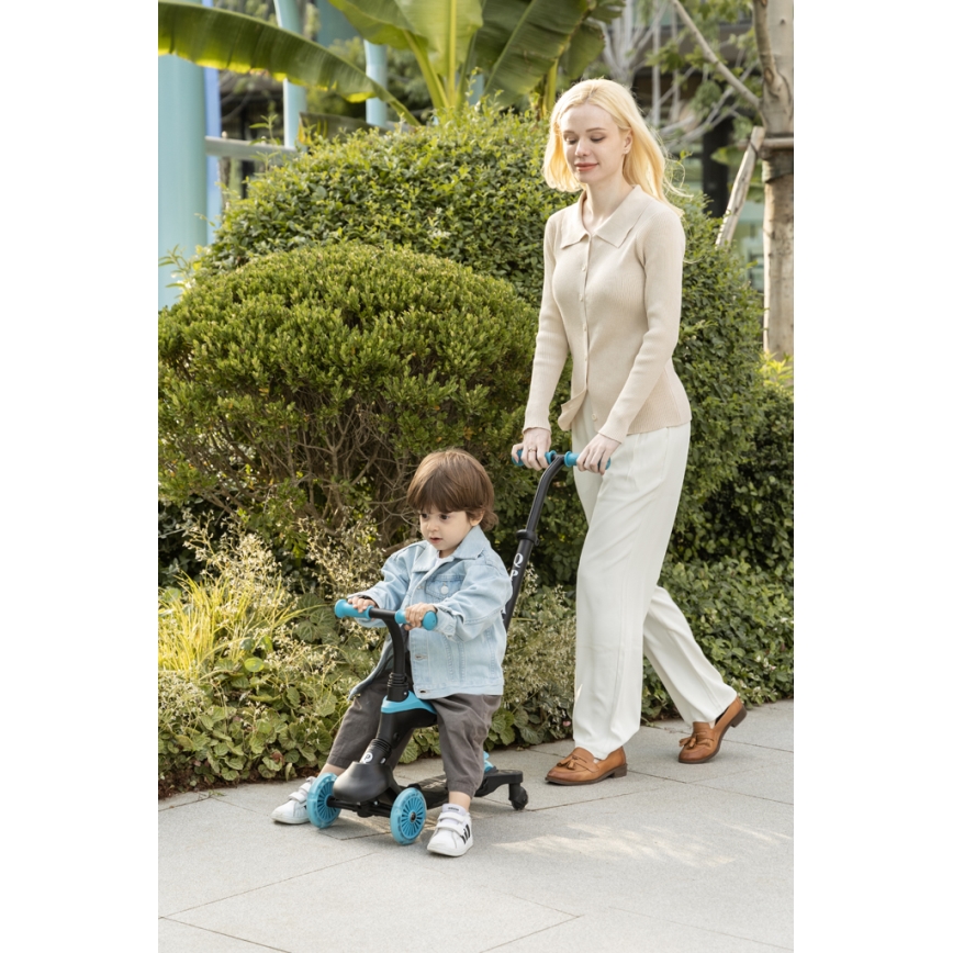 QPlay - Monopattino per bambini con ruote LED 5 in 1 SEMA EVO blu