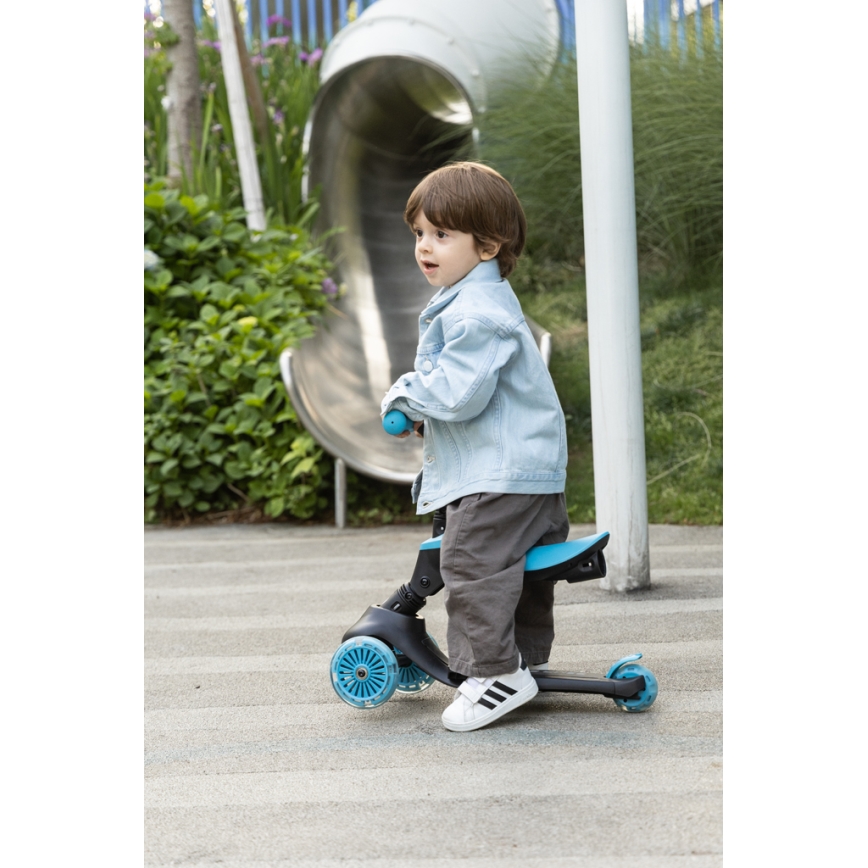 QPlay - Monopattino per bambini con ruote LED 5 in 1 SEMA EVO blu