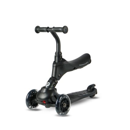 QPlay - Monopattino per bambini con ruote LED 5 in 1 SEMA PRO nero