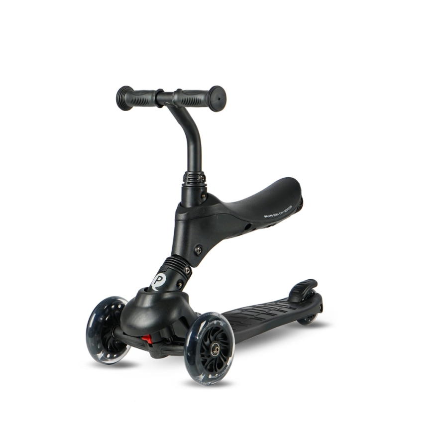 QPlay - Monopattino per bambini con ruote LED 5 in 1 SEMA PRO nero