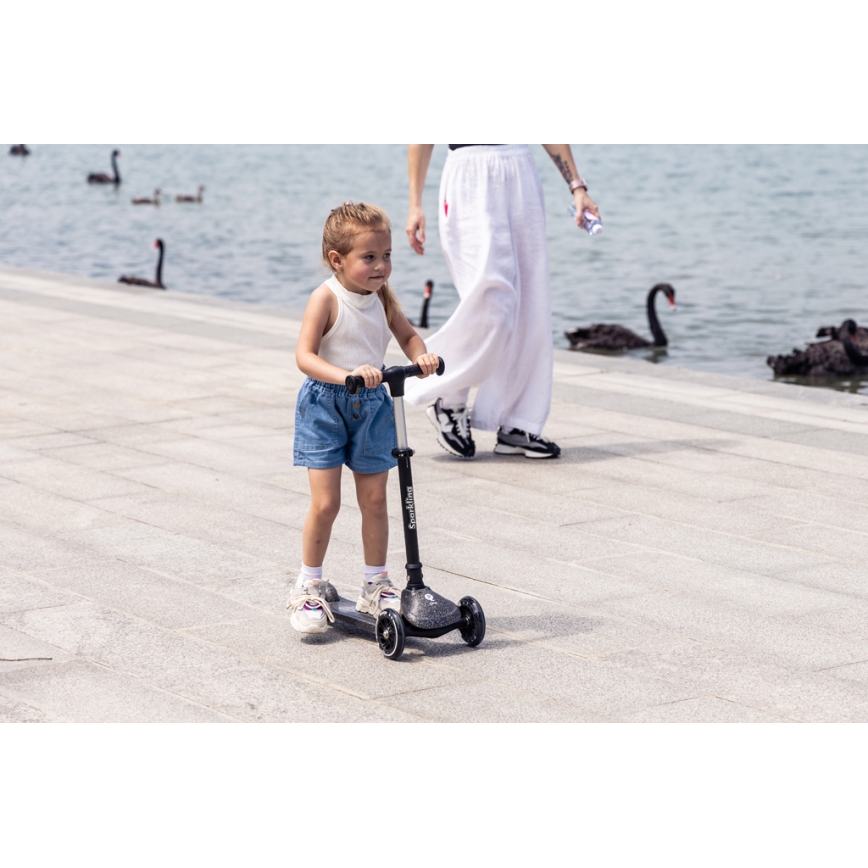 QPlay - Monopattino per bambini SPARKLING con ruote LED, nero