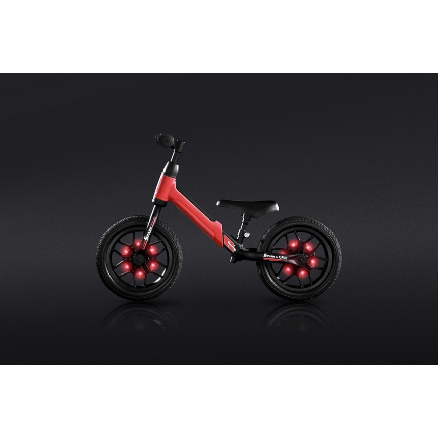 QPlay - Bicicletta senza pedali con luci LED sulle ruote SPARK rossa