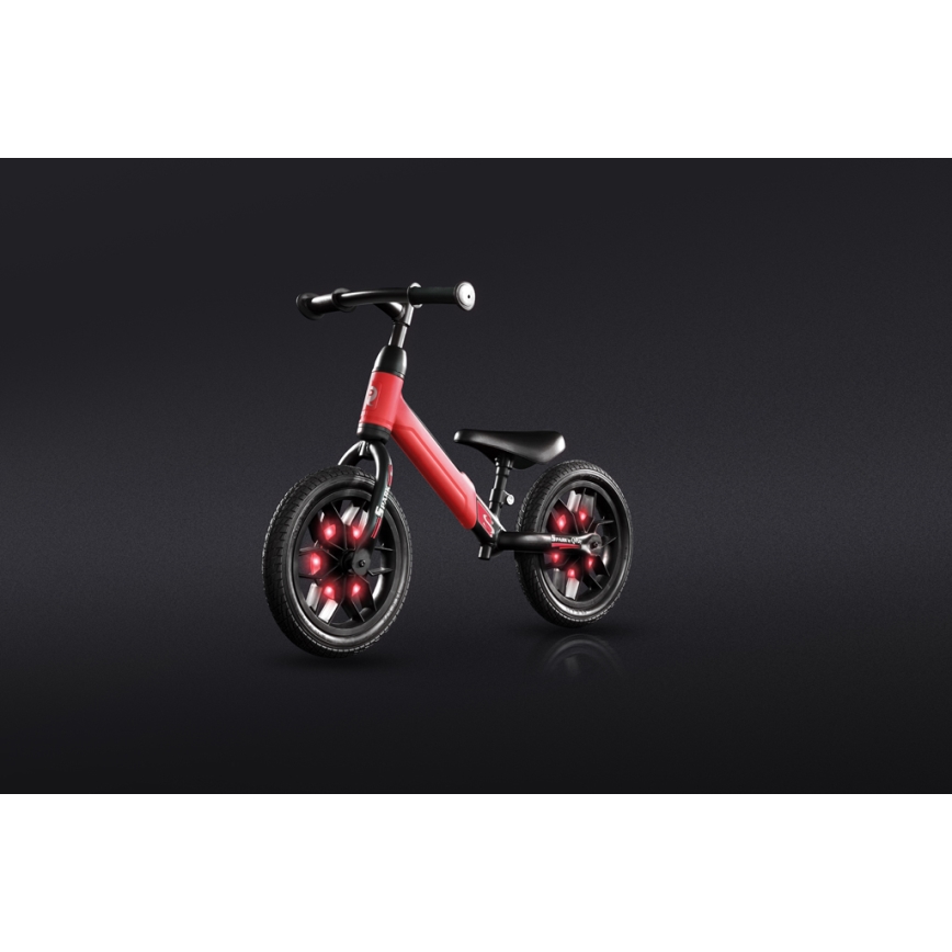 QPlay - Bicicletta senza pedali con luci LED sulle ruote SPARK rossa