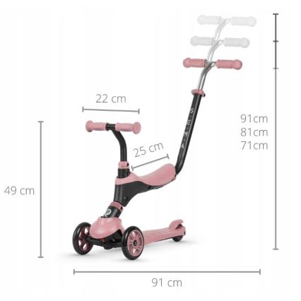 QPlay - Per bambini scooter 4in1 SEMA rosa