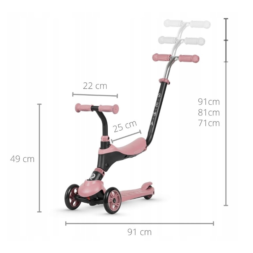 QPlay - Per bambini scooter 4in1 SEMA rosa