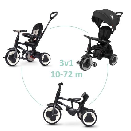 QPlay - Triciclo per bambini 3 in 1 RITO EVA PLUS nero
