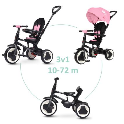 QPlay - Triciclo per bambini 3 in 1 RITO EVA rosa